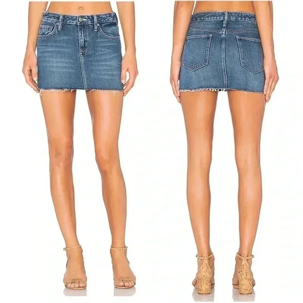 Lovers+ Friends Frayed hem Alex Denim Skirt Size 25